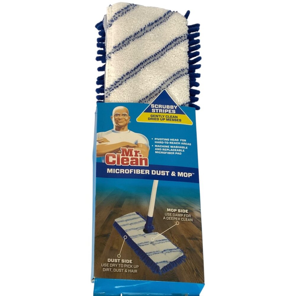 Mr Clean Microfiber Dust Mop Replacement Head & Pad Scrubby Stripes NO HANDLE